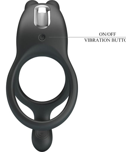 PRETTY LOVE - SETH DOUBLE VIBRATING RING RABBIT 7 VIBRATIONS BLACK