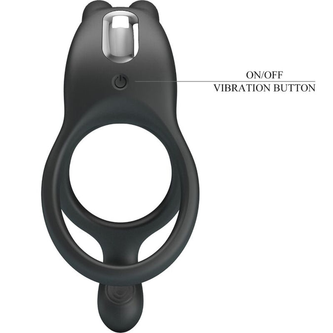 PRETTY LOVE - SETH DUBBELE VIBRERENDE RING RABBIT 7 TRILLINGEN ZWART