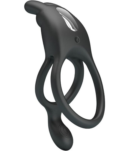PRETTY LOVE - SETH DOUBLE VIBRATING RING RABBIT 7 VIBRATIONS BLACK