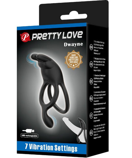 PRETTY LOVE - SETH DOUBLE VIBRATING RING RABBIT 7 VIBRATIONS BLACK