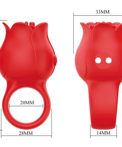 Pretty Love – Jae Rose Shaped Finger Vibrator 10 Vibrations Red