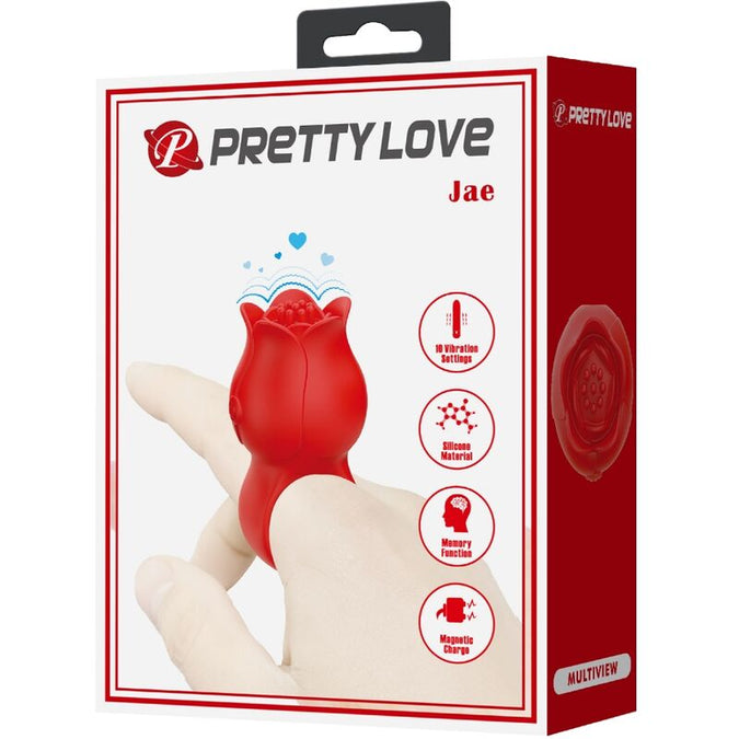Pretty Love – Jae Rozenvormige Vinger Vibrator 10 Vibraties Rood
