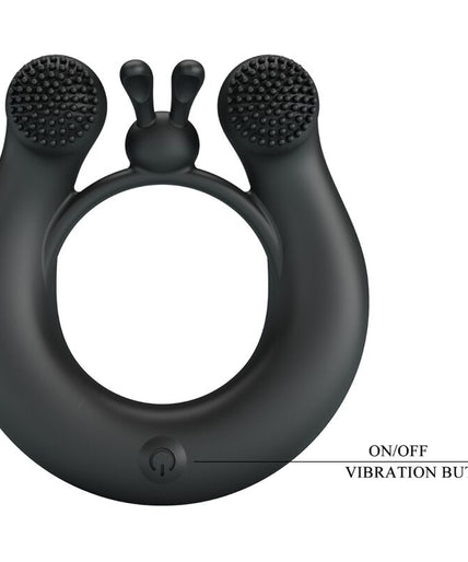 PRETTY LOVE - DAHLIA VIBRATING RING + CLITORIS STIMULATOR 12 VIBRATIONS BLACK