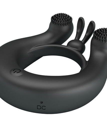 PRETTY LOVE - DAHLIA VIBRATING RING + CLITORIS STIMULATOR 12 VIBRATIONS BLACK