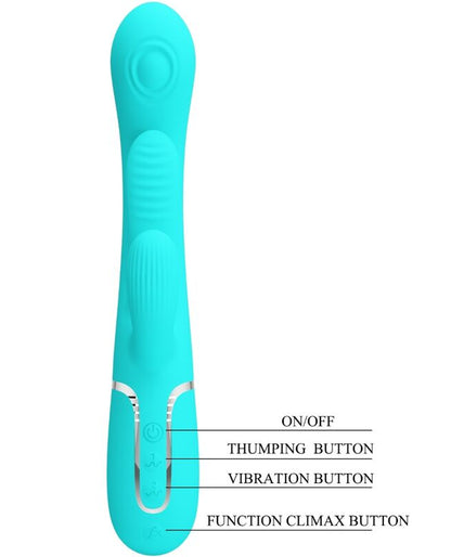 PRETTY LOVE - SHANIA TRIPLE RABBIT MULTIFUNCTION VIBRATOR 3 IN 1 BLUE