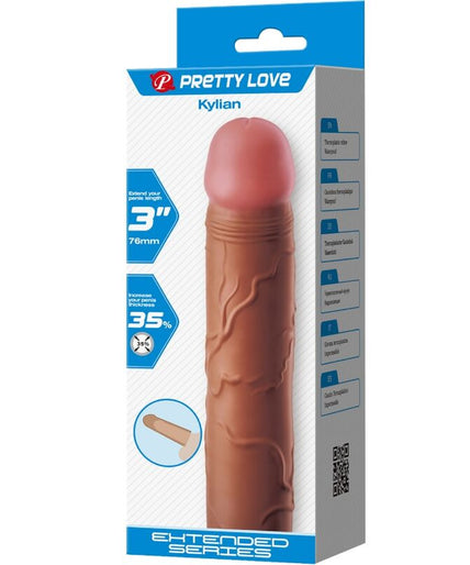 PRETTY LOVE - KYLIAN PENIS SLEEVE WITH 7.6 CM EXTENSION MULATTO