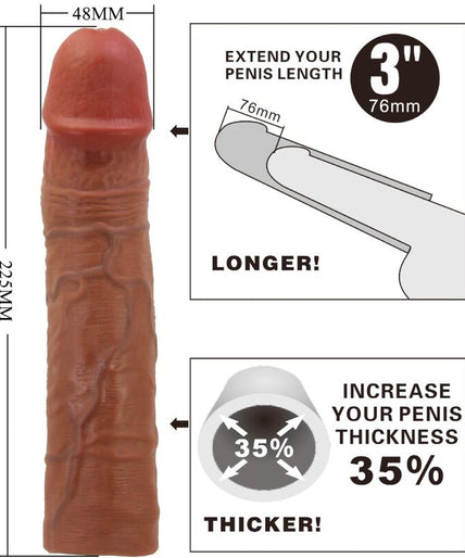 PRETTY LOVE - CHELSEA PENIS SLEEVE WITH 7.6 CM EXTENSION MULATTO