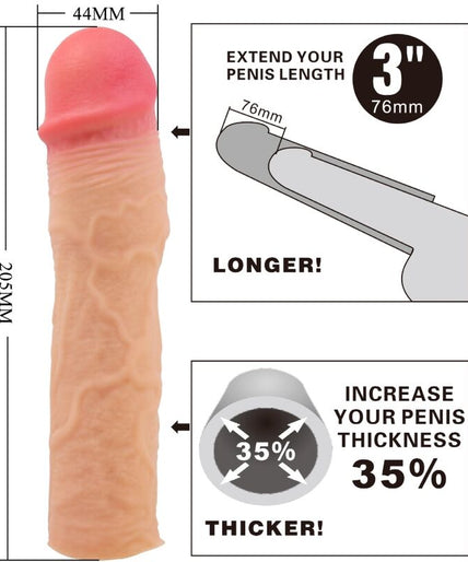 PRETTY LOVE - STEVENSON PENIS SLEEVE WITH 7.6 CM EXTENSION FLESH