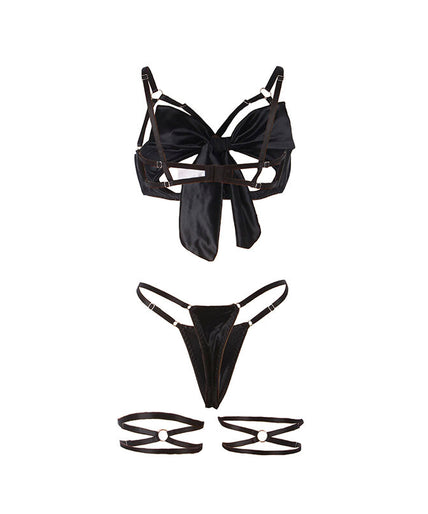 SUBBLIME - 955199 BRA SET WITH ADJUSTABLE BLACK BOW S/M