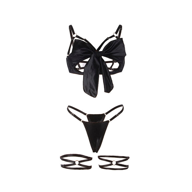 SUBBLIME - 955205 BRA SET WITH ADJUSTABLE BLACK BOW L/XL
