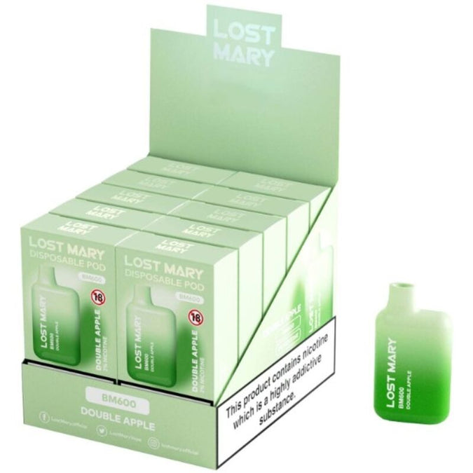 LOST MARY - BM600 NICOTINE VAPER 2% WEGWERP DUBBELE APPEL