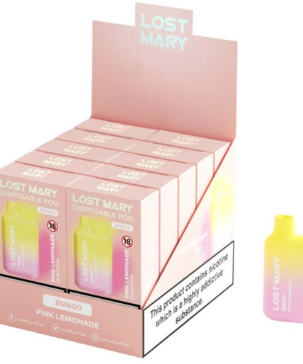LOST MARY - BM600 NICOTINE VAPER 2% DISPOSABLE PINK LEMONADE