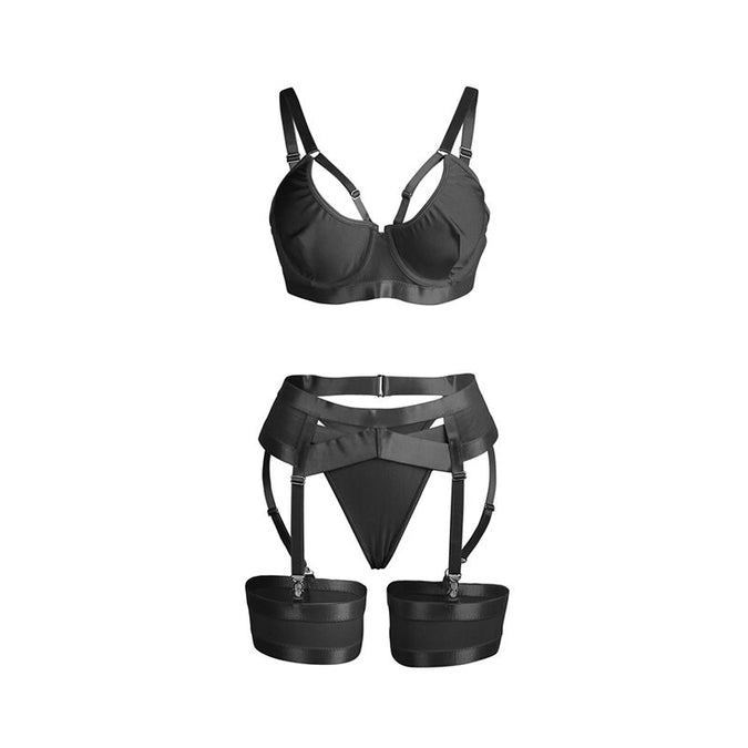 SUBBLIME - 955236 ZWARTE BONDAGE BH MET JARRETELSET S/M