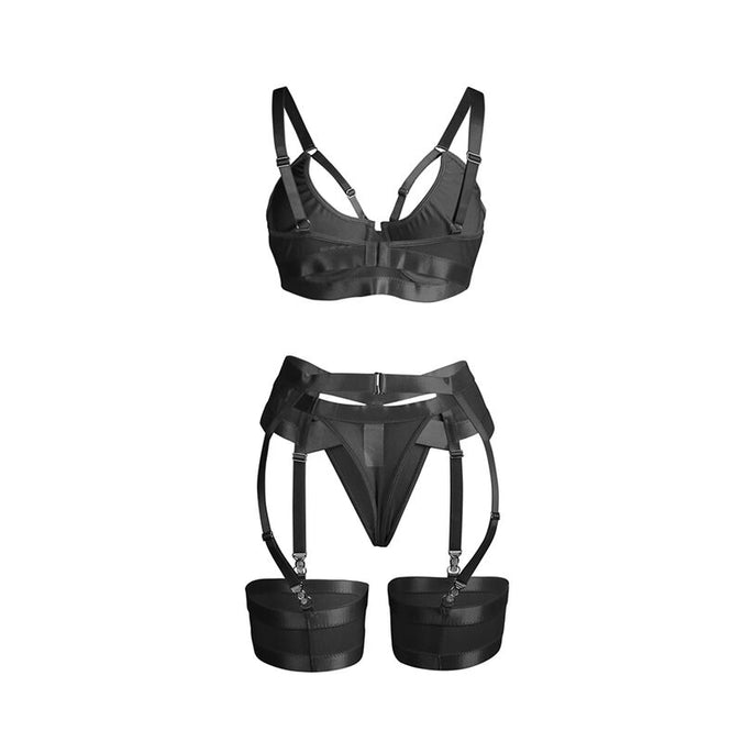 SUBBLIME - 955236 ZWARTE BONDAGE BH MET JARRETELSET S/M