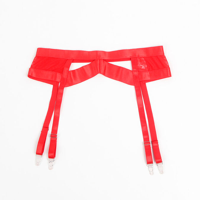 SUBBLIME - 955250 RED BONDAGE BRA WITH GARTER SET S/M
