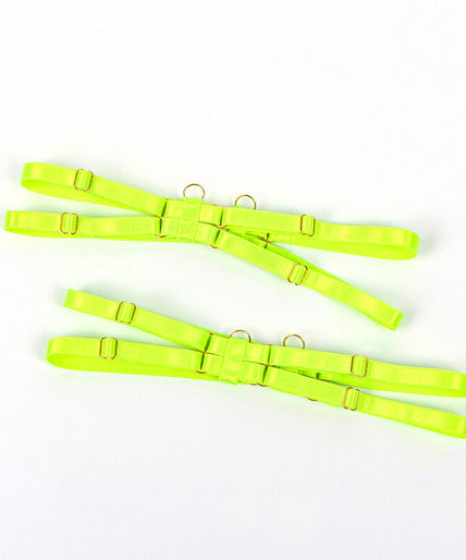 SUBBLIME - 955281 BRA SET WITH NECKLACE AND LEG DETAILS FLUORESCENT GREEN L/XL
