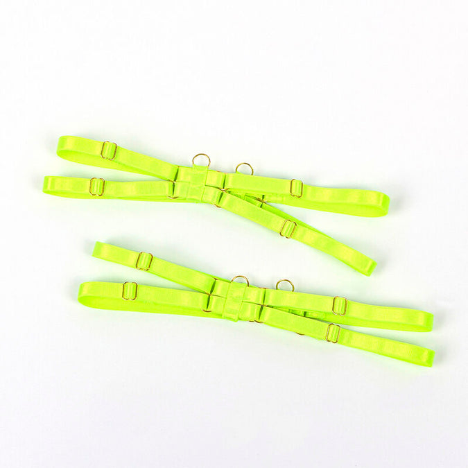 SUBBLIME - 955281 BRA SET WITH NECKLACE AND LEG DETAILS FLUORESCENT GREEN L/XL