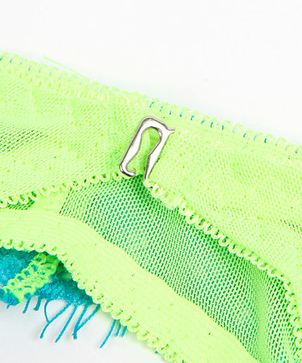 SUBBLIME - 955311 BH-SET MET KANT EN JARRETELBANDJES GROEN EN BLAUW S/M