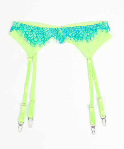 SUBBLIME - 955311 BH-SET MET KANT EN JARRETELBANDJES GROEN EN BLAUW S/M