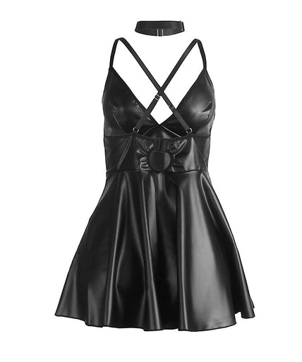 SUBBLIME - 955373 DRESS WITH BLACK LEATHER STRAPS S/M