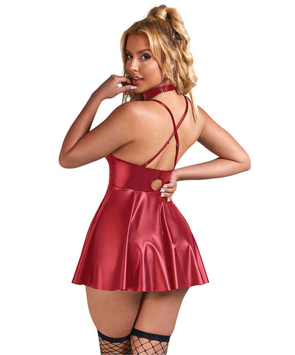 SUBBLIME - 955403 DRESS WITH BURGUNDY LEATHER STRAPS L/XL