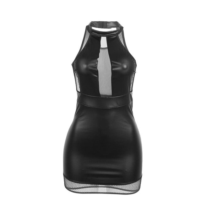 SUBBLIME - 955472 HALTER NECK DRESS WITH TRANSPARENCIES BLACK S/M