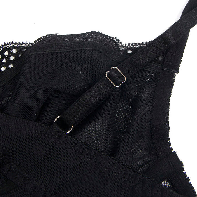 SUBBLIME - 955618 KANTEN BODYSUIT MET SLUITING ONDERAAN ZWART S/M
