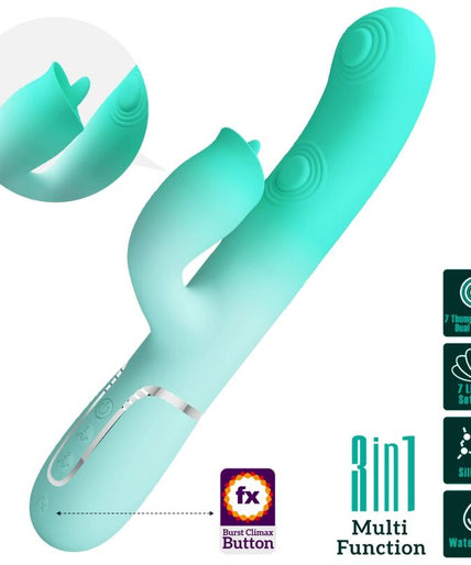 PRETTY LOVE - GIGI MULTIFUNCTION RABBIT VIBRATOR AQUA GREEN