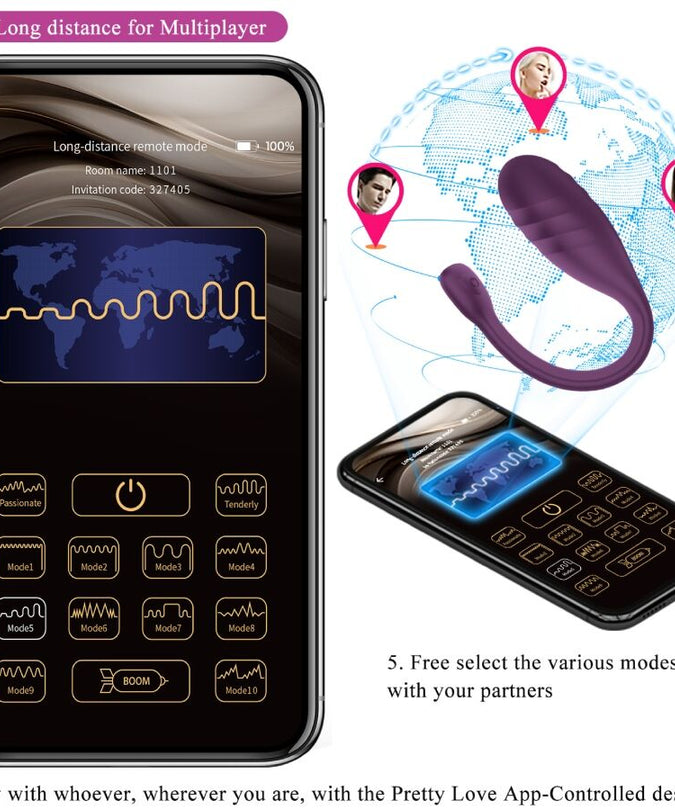 PRETTY LOVE - LEVIATHAN APP CONTROLLED VIBRATOR PURPLE