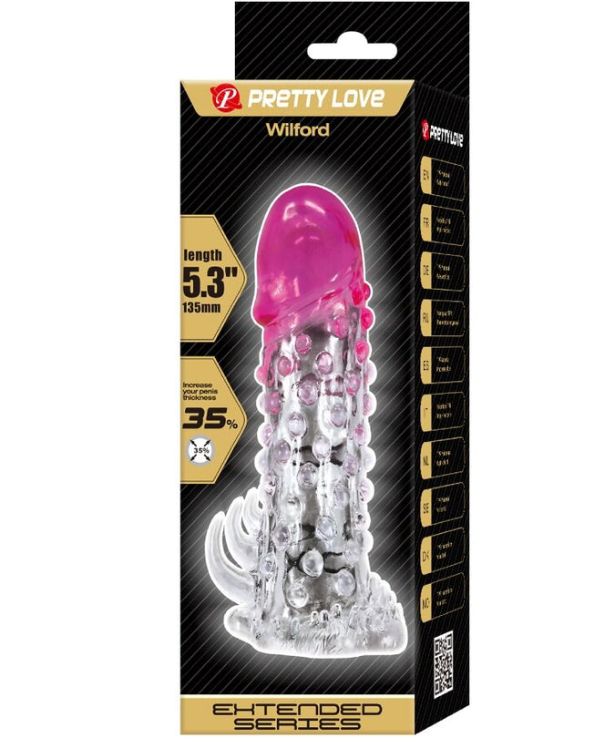 Pretty Love – Wilford realistische vergrotende hoes met reliëfpenis roze