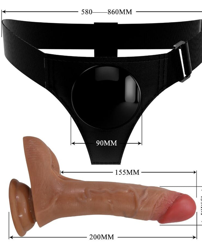 PRETTY LOVE - UNIVERSEEL HARNASBROEKJE MET TRILLENDE EN SPUITENDE DILDO 15,5 CM MULAT