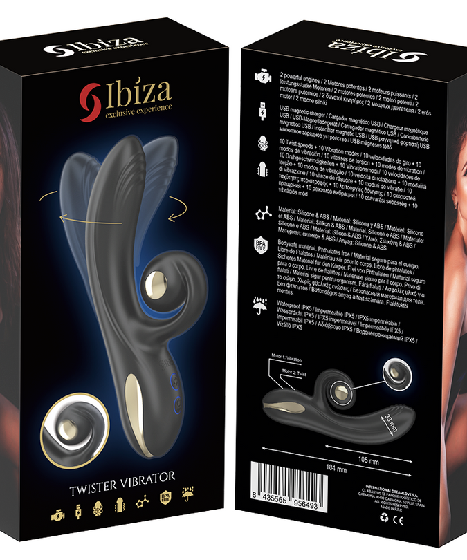 IBIZA - TWISTER VIBRATOR MET CURVESTIMULATOR EN VIBRO-ROTATIE