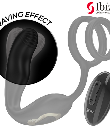 IBIZA - WIGGLE REMOTE CONTROLLED ROTATING ANAL PLUG WITH PERINEAL VIBRATION AND PENIS ENHANCING RINGS