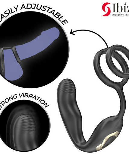 IBIZA - WIGGLE REMOTE CONTROLLED ROTATING ANAL PLUG WITH PERINEAL VIBRATION AND PENIS ENHANCING RINGS