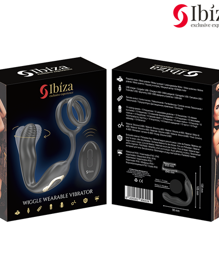 IBIZA - WIGGLE REMOTE CONTROLLED ROTATING ANAL PLUG WITH PERINEAL VIBRATION AND PENIS ENHANCING RINGS