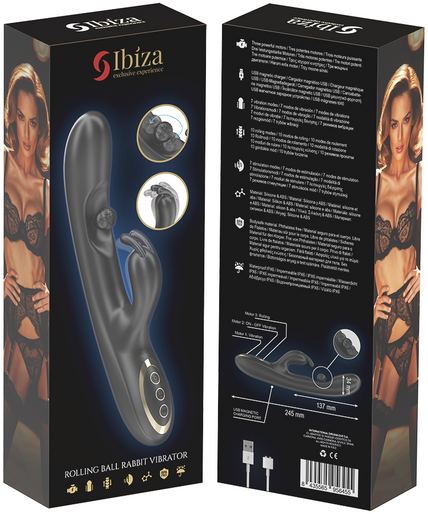 IBIZA - POWERFUL RABBIT VIBRATOR WITH MASSAGING ROLLING PEARL