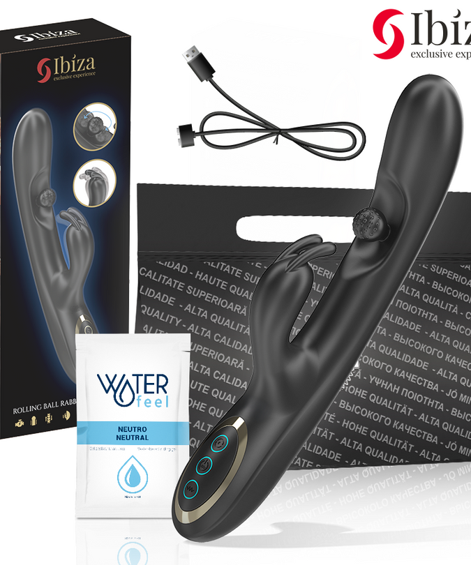 IBIZA - KRACHTIGE KONIJNENVIBRATOR MET MASSERENDE ROLLENDE PAREL