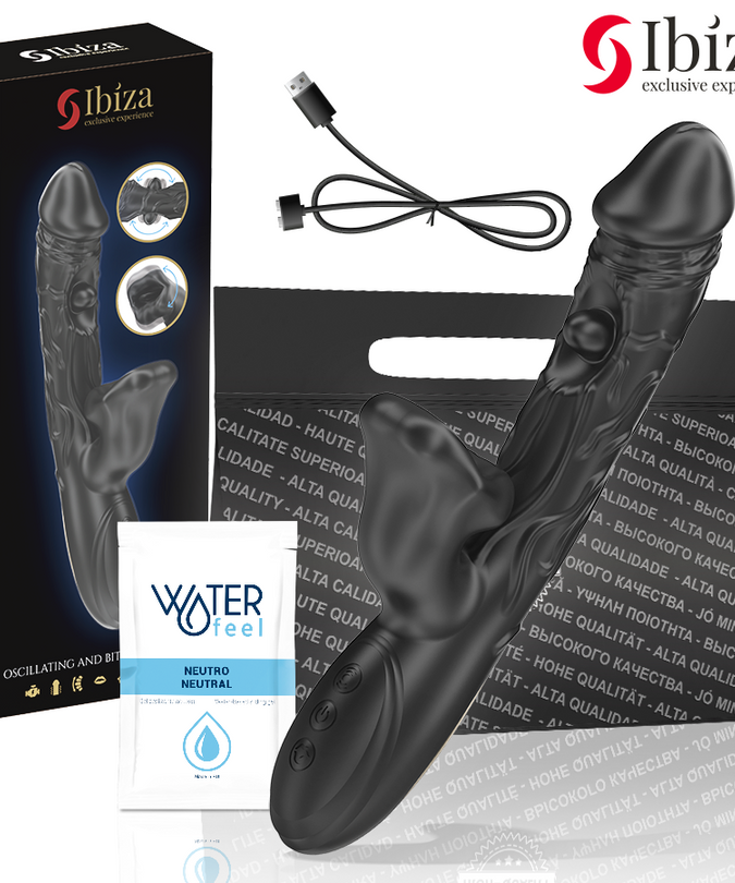 IBIZA - VIBRATOR EN CLITORISSTIMULATOR MET BIJT- EN ROTATIE-EFFECT