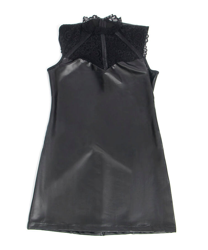 SUBBLIME - 957551 LACE COLLAR LEATHER DRESS BLACK L/XL