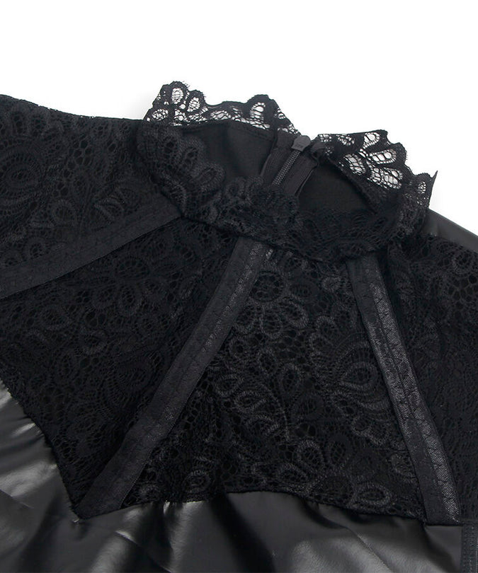 SUBBLIME - 957551 LACE COLLAR LEATHER DRESS BLACK L/XL