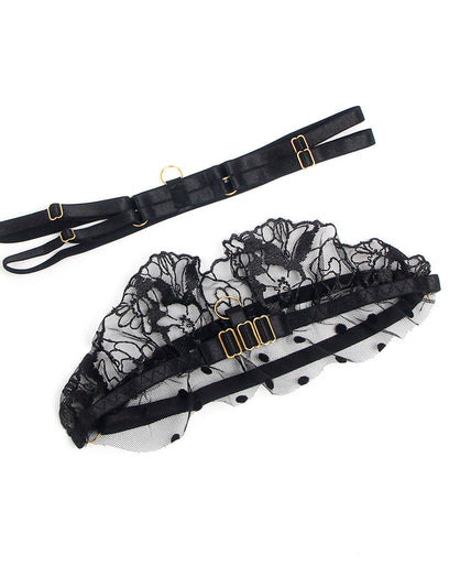 SUBBLIME - 957490 LACE BRA AND GARTER SET BLACK L/XL