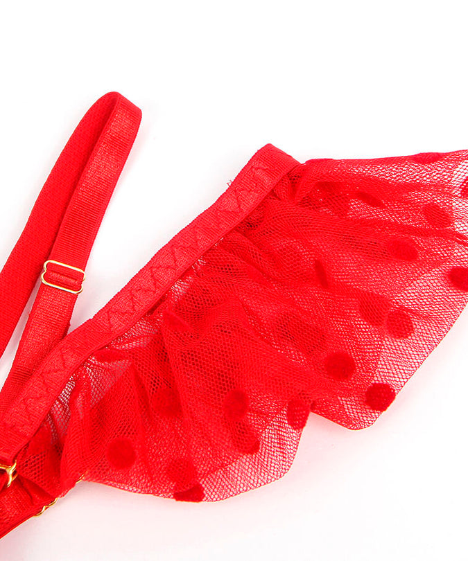 SUBBLIME - 957506 KANTEN BH EN JARRETELSET ROOD S/M
