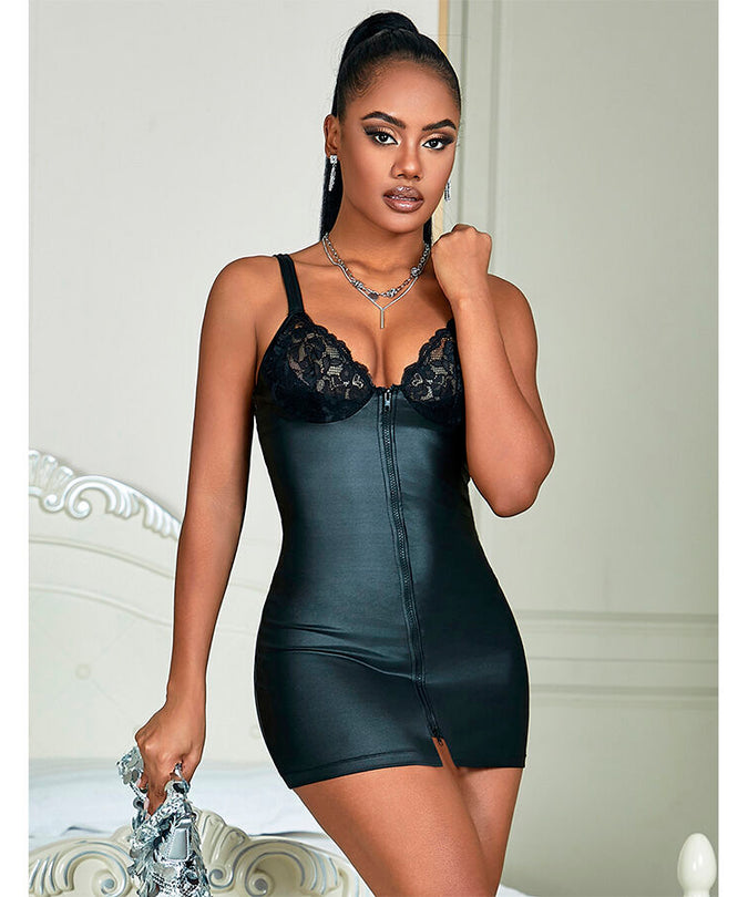 SUBBLIME - 957568 LEREN RITSJURK ZWART S/M