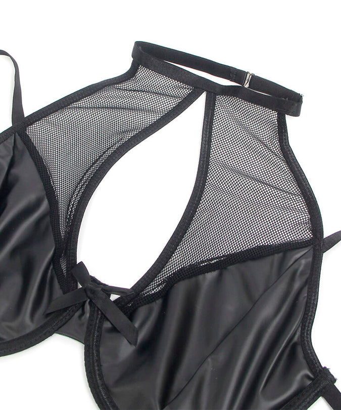 Subblime – 957599 Leather Bra And Skirt Set Black L/xl