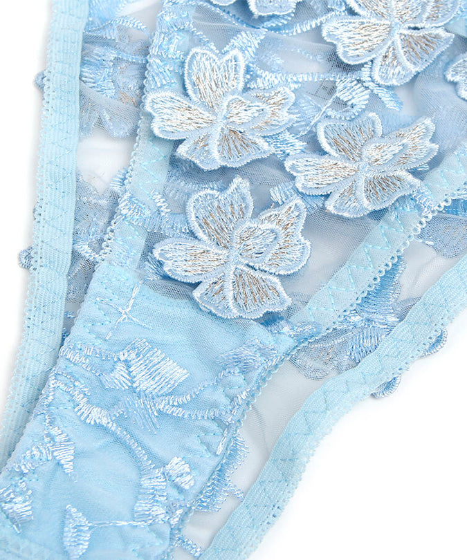 SUBBLIME - 957636 BH EN SLIP SET MET BLOEMENBORDUURSEL HEMELSBLAUW L/XL