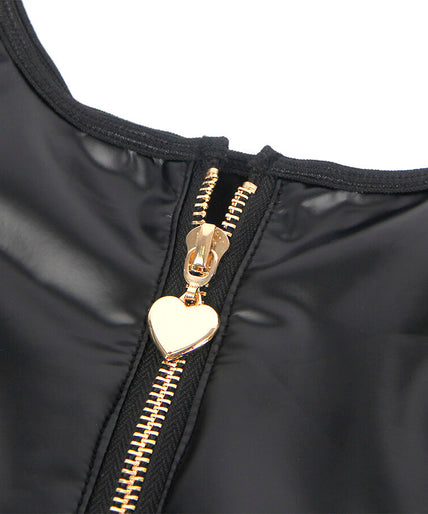SUBBLIME - 957674 HEART ZIPPER LEATHER DRESS BLACK L/XL
