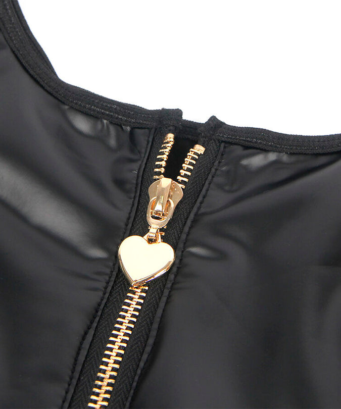 SUBBLIME - 957674 HEART ZIPPER LEATHER DRESS BLACK L/XL