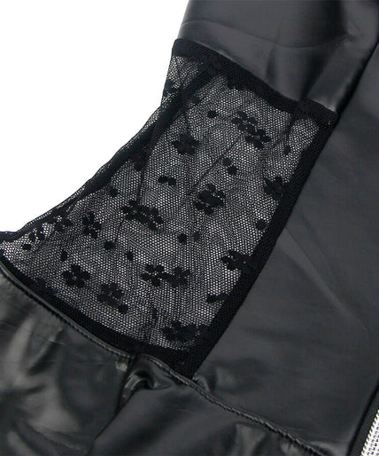 SUBBLIME - 957711 LACE ZIPPER LEATHER DRESS BLACK L/XL