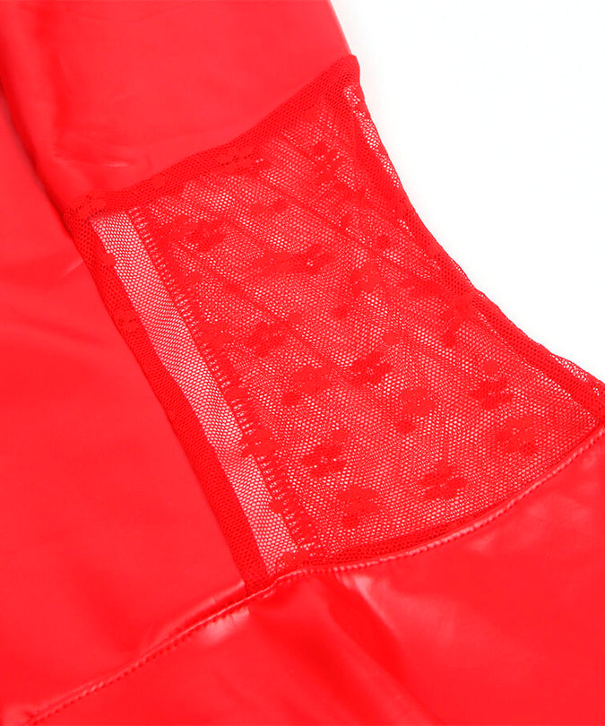 SUBBLIME - 957735 KANTEN RITS LEREN JURK ROOD L/XL