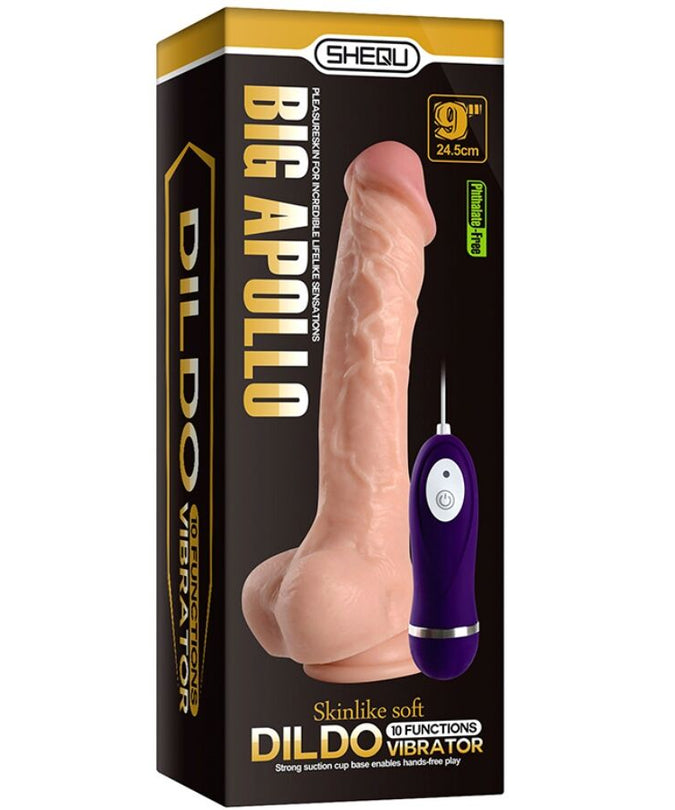 SHEQU - APOLO VIBRATOR DILDO MET AFSTANDSBEDIENING 24,5 CM